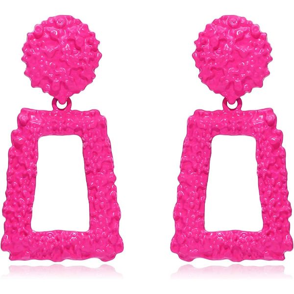 Set Rose Red Geometric All-match Earrings For Women