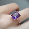 Square Amethyst Ring Jewelry Bracelet Set