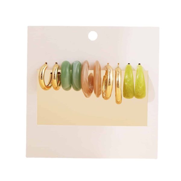 5 Pairs Of Acetate Earrings Set Creative And Simple