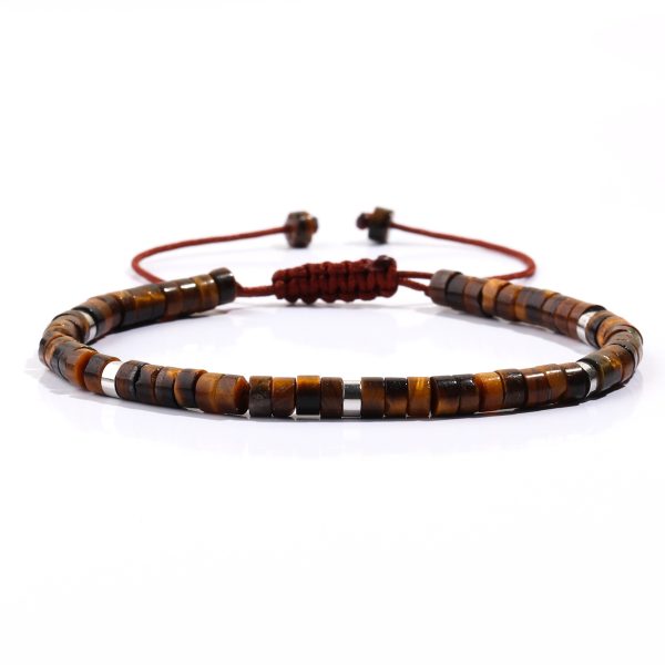 Natural Stone Flat Beads Bracelet Single Circle Malachite