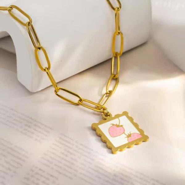 Fruit Plant Jade Necklace Pendant Gold Plated Color Retention 18K