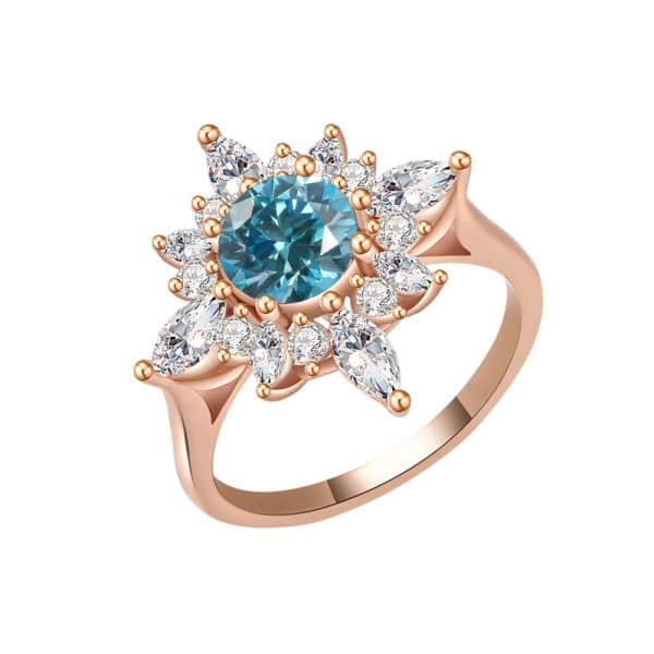 18K Gold Plating Beautiful Diamond Flower Ring