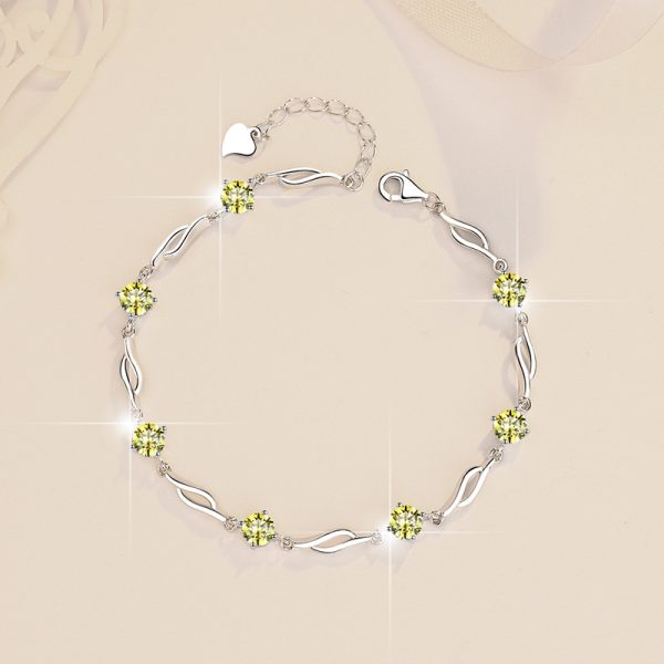 S925 Fashion Colorful Moissanite Sterling Silver Bracelet