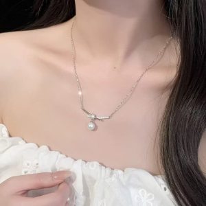 S925 Sterling Silver Affordable Luxury Style Pearl Necklace