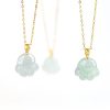 Emerald Light Green Cat's Paw Pendant Cute 18K Gold Buckle Jade Pendant Women's