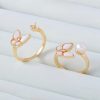 14K Gold-plated Color Retention Inlaid Zircon Natural White Shell Butterfly Pearl Ring