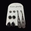 New Bohemian Black Diamond Long Vintage Zircon 4 Pair Stud Earrings Set Combination