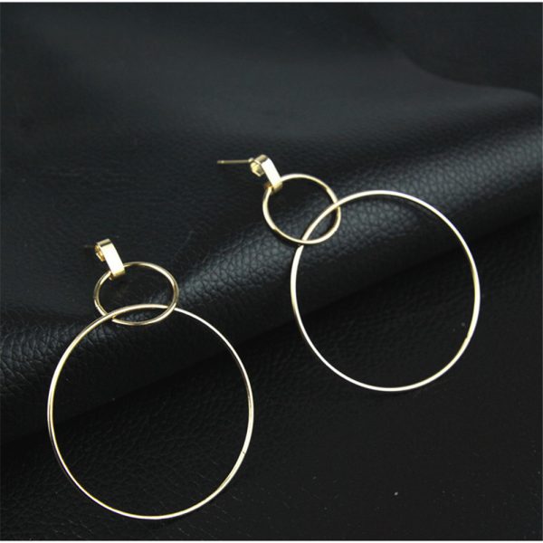 Simple size circle combination geometric earrings