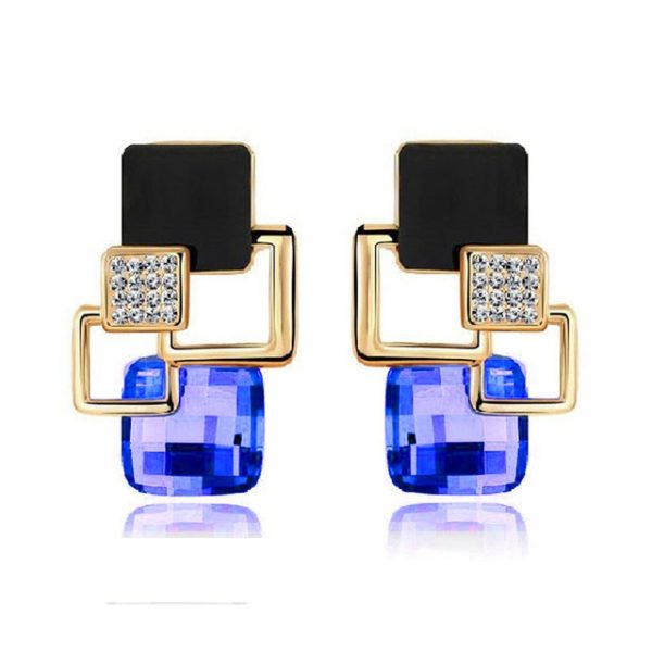 Classic crystal geometric square jewelry set