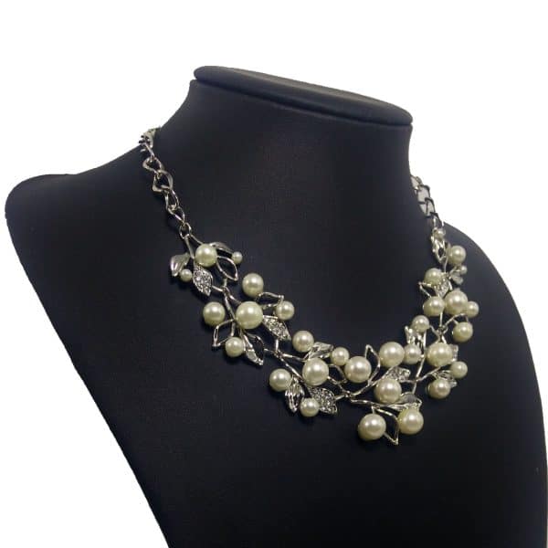 Two-Piece Set Of Pearl Four-Leaf Clover Necklace Jewelry Accessories Earrings