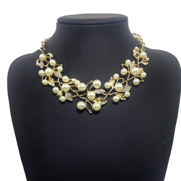 Two-Piece Set Of Pearl Four-Leaf Clover Necklace Jewelry Accessories Earrings
