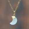 Natural Stone Moon Shaped Pendant Necklace Stone Necklace