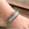 Hand-woven bracelet Stone beaded bracelet leather rope winding bracelet Natural stone bracelet