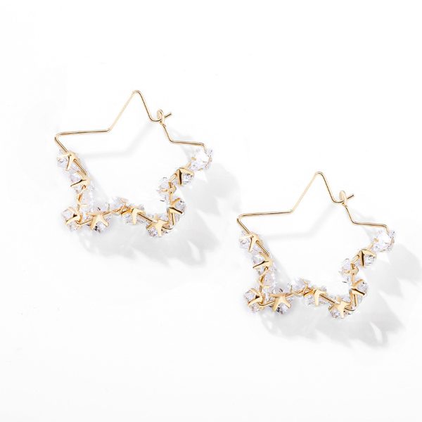 Hong Kong style exaggerated temperament large circle fashion earrings women's five-pointed star design sense fashion simple geometric creative earrings