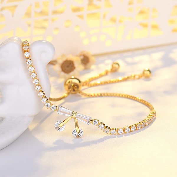 Bow Micro Inlaid Zircon Adjustable Beads Bracelet