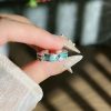 Simple Personality Mint Green Enamel Asterism Ring
