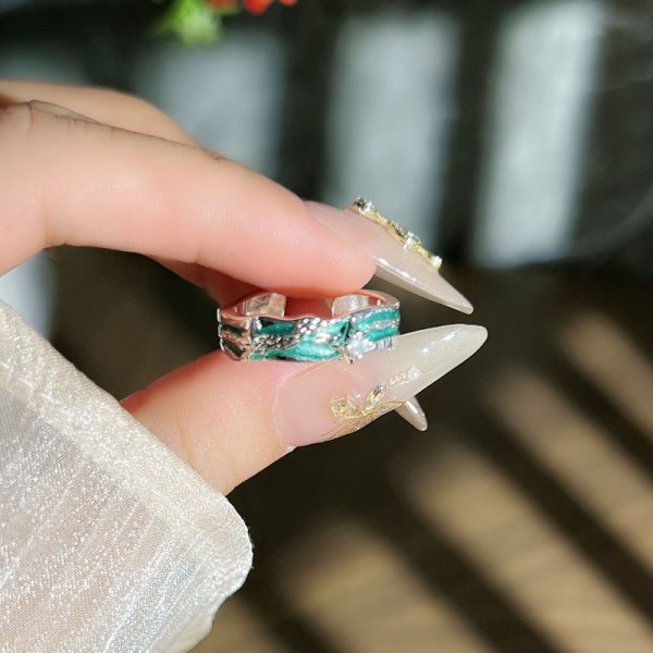 Simple Personality Mint Green Enamel Asterism Ring