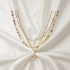 Stainless Steel Rhinestone Four Eight-pointed Stars Pendant Three-layer Necklace