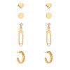 Korean style cold wind geometric set earrings creative metal wild trend temperament ladies earrings earrings