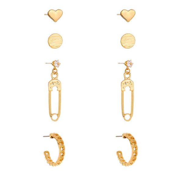 Korean style cold wind geometric set earrings creative metal wild trend temperament ladies earrings earrings