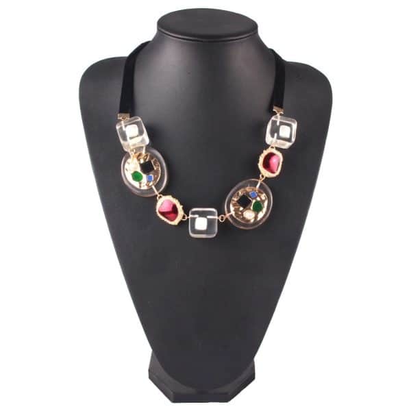 Transparent stone chain necklace