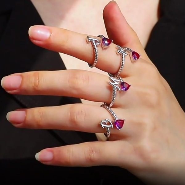 Creative Fashion Letter Love Heart-shaped Ring