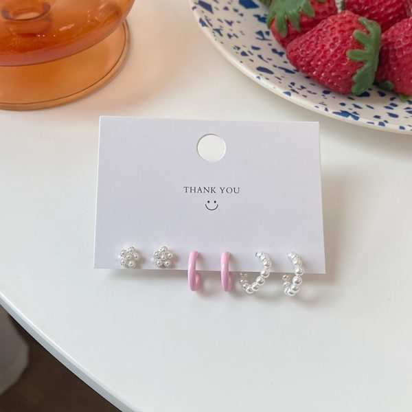 Sterling Silver Needle Pearl Series Earings Set