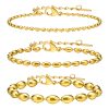 Stainless Steel Fashionable Rugby Bead Necklace Bracelet Gold