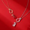 Women's Sterling Silver Retro Ethnic Style New Chinese Style Red Agate Gourd Clavicle Chain