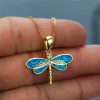 Cold Style Gold Dragonfly Opal Necklace