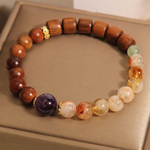 Yellow Pear Yellow Tower Crystal Ebony Amethyst Bracelet