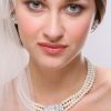 Pearl Rhinestone Necklace Earrings Jewelry Set