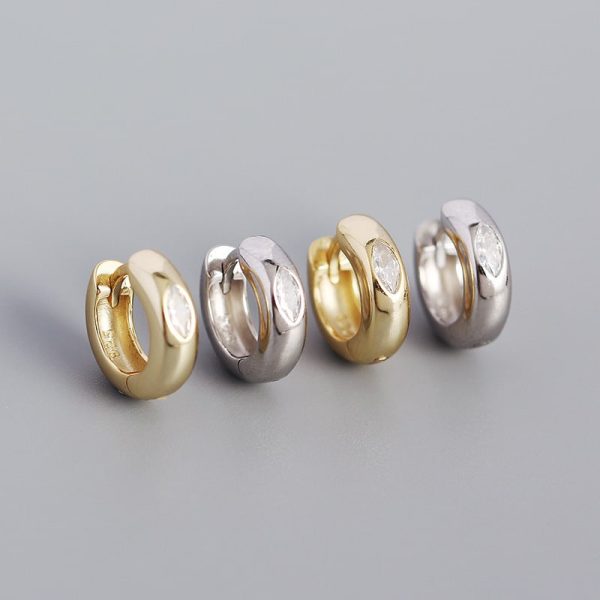 Geometric Circle Horse Eye Zircon Stud Earrings