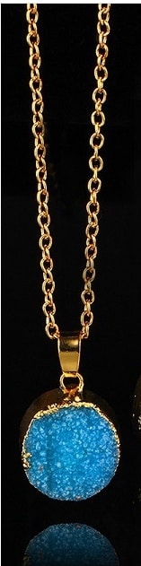 Ladies Round Irregular Water Droplets Natural Stone Rough Stone Pendant Necklace