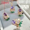Rose Gold Jewelry Suit Color Retaining Ring Earrings Necklace Three-piece Set