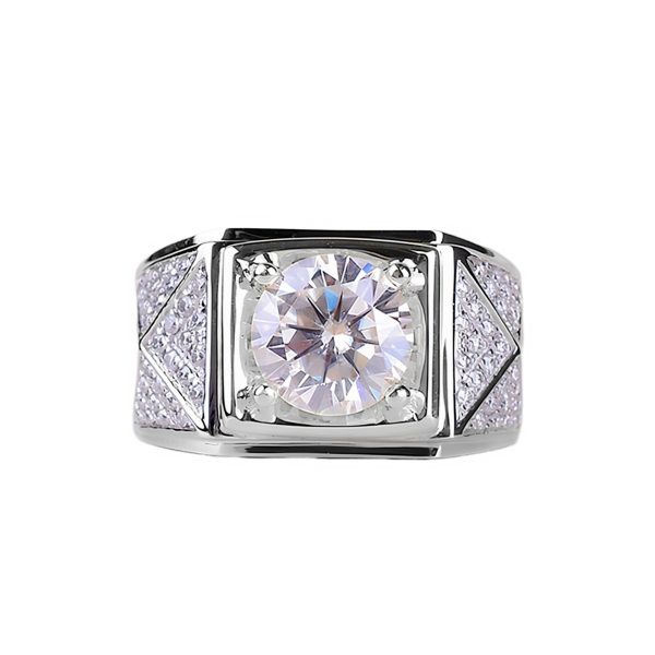 Triangle Diamond-studded Ring Gold Two-tone Elegant Three-dimensional Ring
