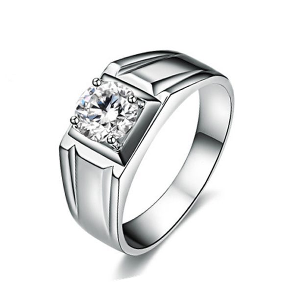 Fashionable And Novel Large Square Diamond Men's Ring
