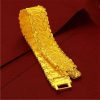 Men's Versatile Gift Wide Dragon Pattern Gold Bracelet