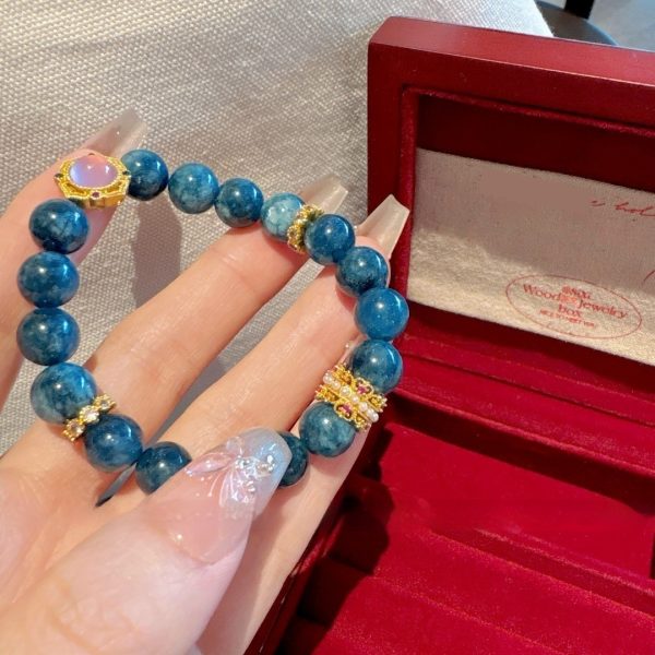 Real Gold Electroplating Natural Jade Stone Dragon Crystal Placer Gold Bracelet