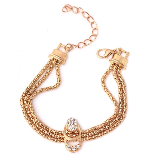 Ornament Vintage Metal Diamond-studded Necklace Earring Ring Bracelet Four-piece Diamond Jewelry Set Combination
