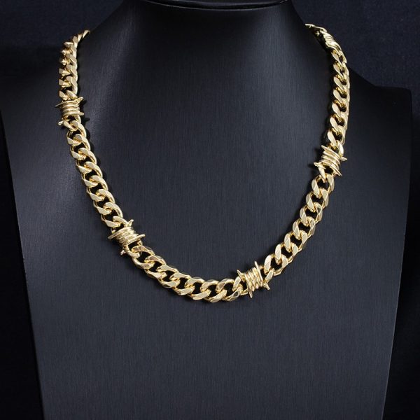 Cuban Link Chain Men Punk Knotted Bracelet Necklace