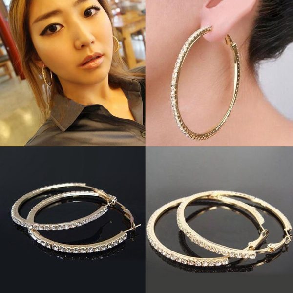 Exaggerated diamond big circle hip-hop nightclub earrings