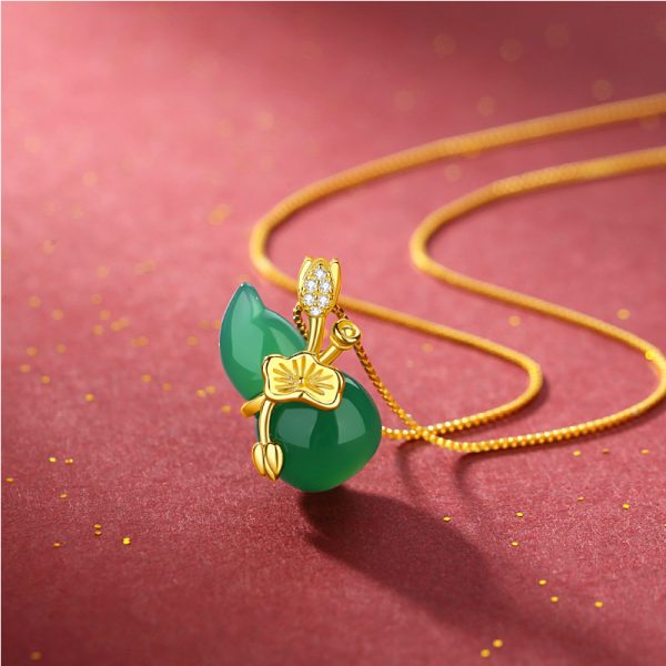 Lotus Leaf Gourd Necklace Silver National Style High-grade Natural Chalcedony
