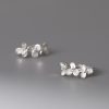 Women's S999 Fresh Flower Zircon Circle Simple Bracelet Earrings