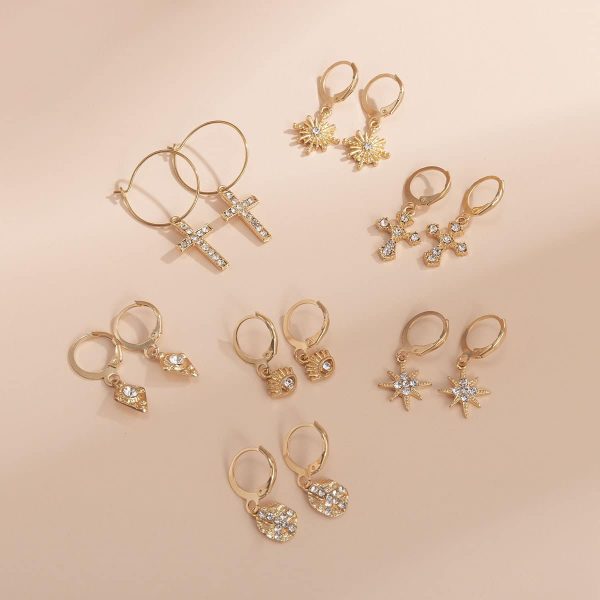 Multi-element Cross Eye Set Earrings Ins Pastoral Style
