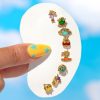 Color Zircon Cartoon Earrings Four-piece Set Trendy Earrings Suit