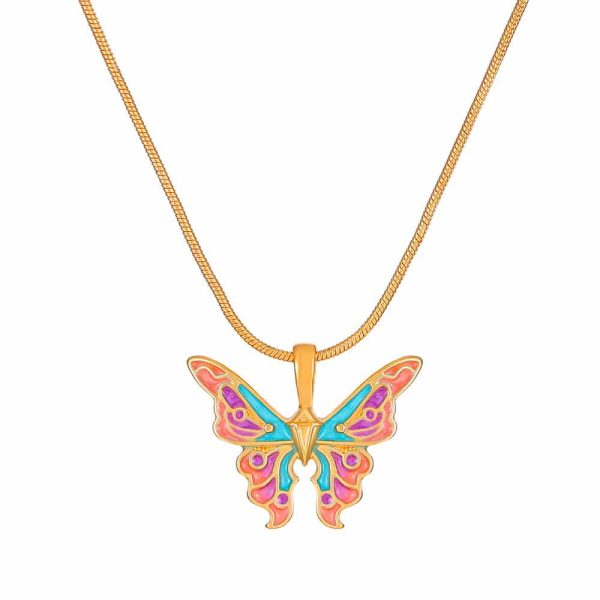 Ins Colorful Oil Necklace Butterfly Girlfriends Clavicle Chain