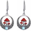 Popular Special-interest Design Personalized Mushroom Circle Pendant Earrings For Women