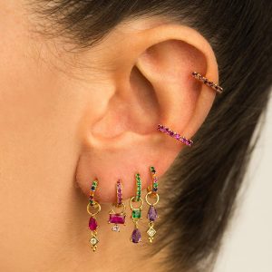 Copper Plated Gold 18K Fashion Mini Earrings Six-piece Set