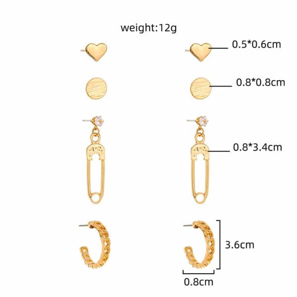 Korean style cold wind geometric set earrings creative metal wild trend temperament ladies earrings earrings